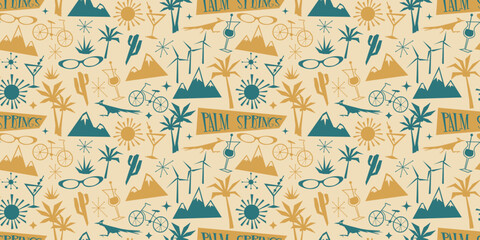 Palm Springs retro atomic age style pattern Retro Icons. Mid Century California vintage Design
