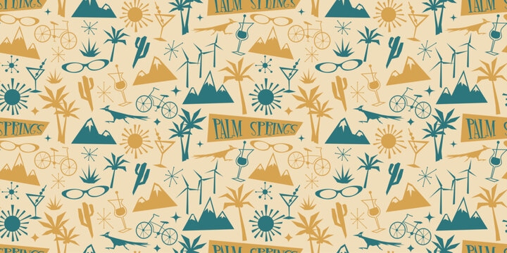 Palm Springs retro atomic age style pattern Retro Icons. Mid Century California vintage Design