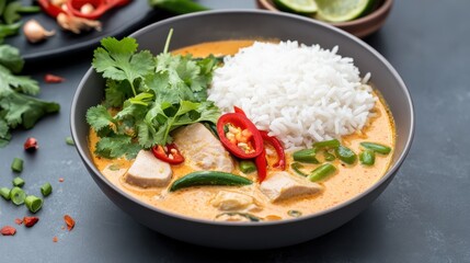 Delicious Bowl of Rice and Fresh Vegetables Capturing Vibrant Colors