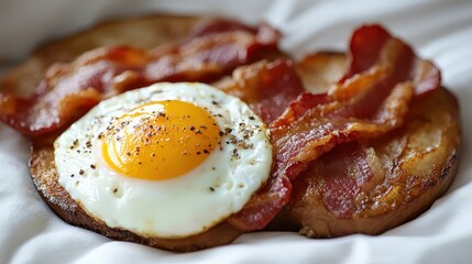 Delicious Fried Egg on Toasted Bread Served on Rustic Wooden Table