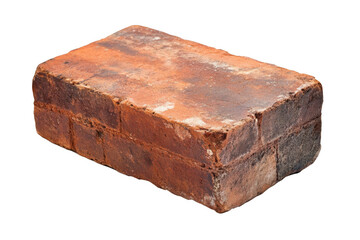 Single weathered red brick isolated on black background