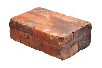 Single weathered red brick isolated on black background