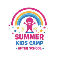 Illustration vector graphic of kids summer camp colour full logo design template