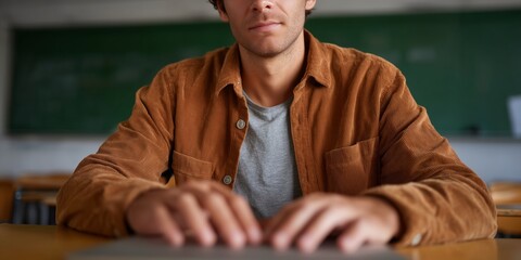 Engaged teacher offering tutorial on solving math problems in a classroom setting
