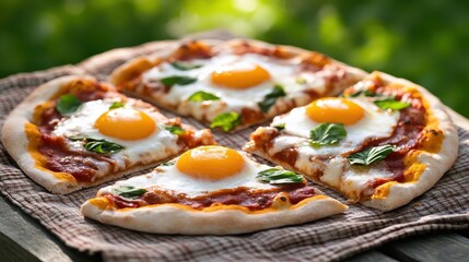 Delicious Pizza Topped with Eggs and Cheese for a Comforting Meal
