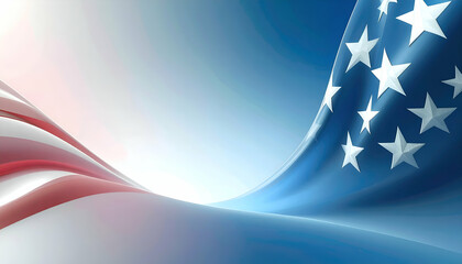 American flag waving with red white and blue colors and stars.
