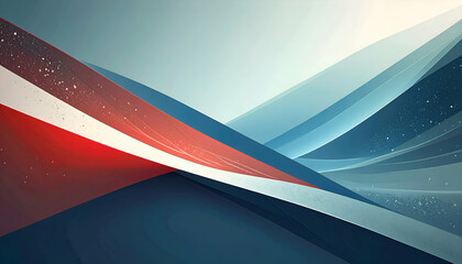 Abstract flowing lines in red white and blue colors create a dynamic composition.