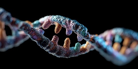 Digitized DNA Molecule Illustration Highlighting Genetic Base Pair Interactions