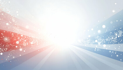 Abstract background with red white and blue colors radiating light.