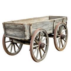 Fototapeta premium Antique wooden wagon wheels in a rustic, countryside setting. [Transparent Background PNG]