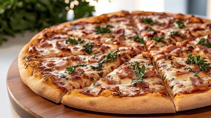 Deliciously Cheesy Bacon Pizza Served Hot with Melted Toppings and Flavor