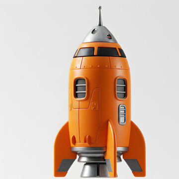 Orange Rocket Toy: Cute Spacecraft
