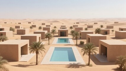 Fototapeta premium Modern Desert Architecture with Swimming Pools