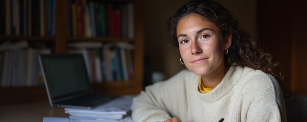 Student engaged in virtual learning session at home workspace