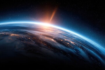 Fototapeta premium Earth rising, a view from space.