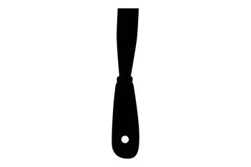 Black silhouette of a palette knife with a white dot on its handle