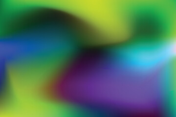 Abstract colorful blurred background with gradient blend of green, purple, yellow and blue