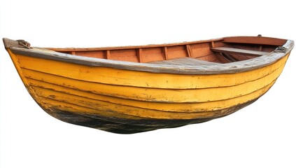 Wooden fishing boat, yellow and weathered