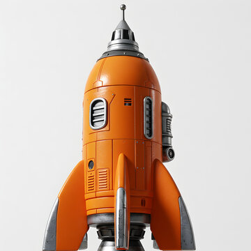 Orange Rocket Model: Space Decor