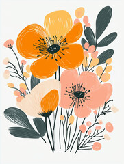 Minimal floral illustration with soft translucent petals and delicate linework – a modern and elegant botanical design, perfect for stationery, decor, and seasonal creative projects.
