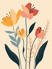 Minimal floral illustration with soft translucent petals and delicate linework – a modern and elegant botanical design, perfect for stationery, decor, and seasonal creative projects.