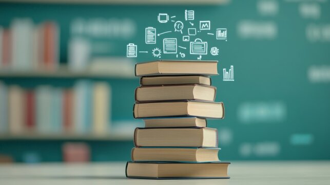 Books and Digital Symbols Representing Knowledge, Engaging Visual for Educational Content or Call-to-Action