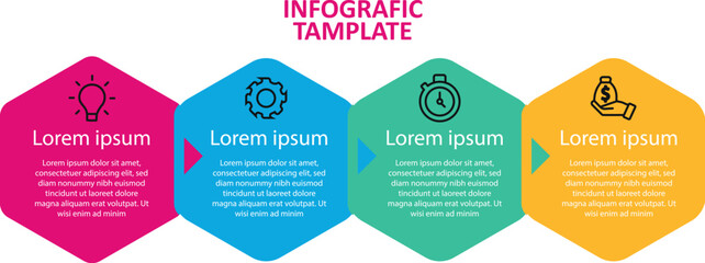 Creative Design Infographic with Icons, Numbers, and Arrow Symbols for Web and Print