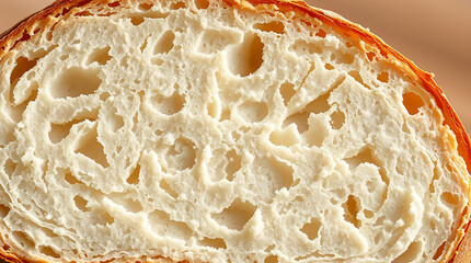 Close-Up of Artisan Bread Slice Showing Detailed Texture and Crust