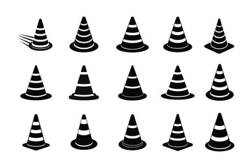 Traffic cone silhouette vector bundle  illustration, Traffic cone silhouette 