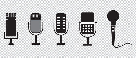 set of microphone icon, collection of microphone symbol 
concept icon.