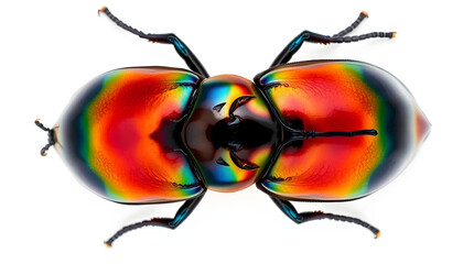 Fototapeta premium Vibrant beetle macro photography studio insect close-up top view nature beauty