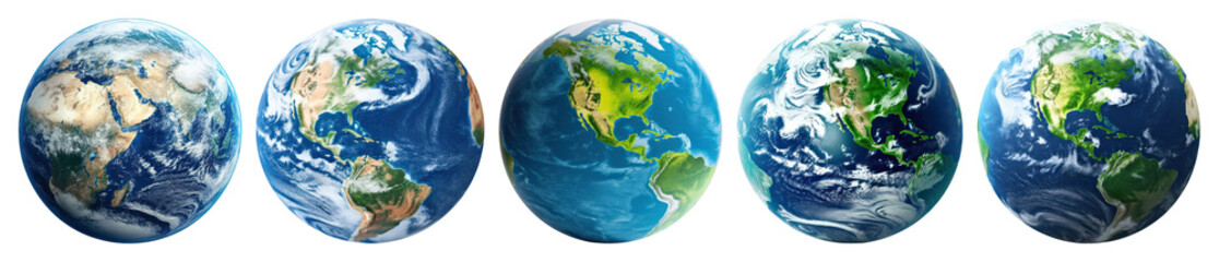 PNG Earth globe variations, colorful, element set on transparent background