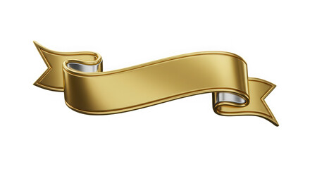 Elegant golden ribbon banner vector illustration isolated on transparent background