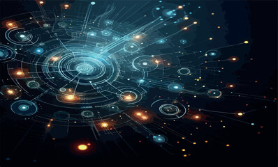 Abstract technology background featuring circular circuit patterns vector .