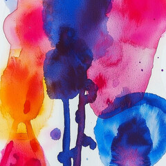 Vibrant watercolor abstract, bold colors, fluid shapes
