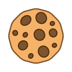 Chocolate Cookie biscuit icon. Delicious cookie - simple flat style. Bite of dessert, bread crumbs, chocolate sweetness. Eaten cookies symbol. Vector illustration isolated on white background EPS 10