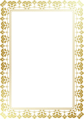 Frame pattern, gold lines, abstract border, tribal flowers, photo frame, card