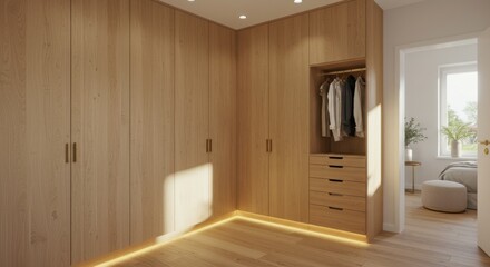 Modern Dressing Room with Natural Light and Wardrobes