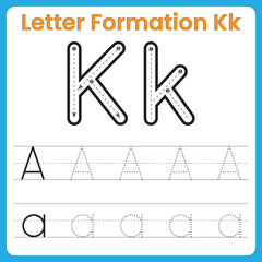 Letter Formation Kk, K Formation, Formation Letter K, Alphabet Tracing K, Letter K Worksheet, Handwriting Practice K, Preschool K, Tracing Kk, Learn To Write K