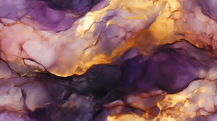 Abstract Purple and Gold Marble Texture Background