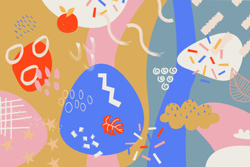 Cute graffiti vector illustrations, abstract cartoon graphic design, and irregular graphic backgrounds