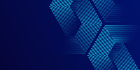 Dark blue background with hexagon geometric lines pattern. Abstract shiny hexagon lines. Futuristic technology concept