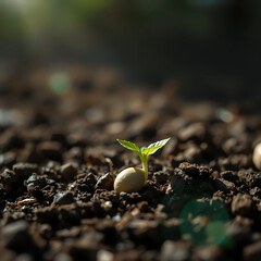 Sprouting Seedling Emerging from Soil ai generated images ai generative watercolor illustration