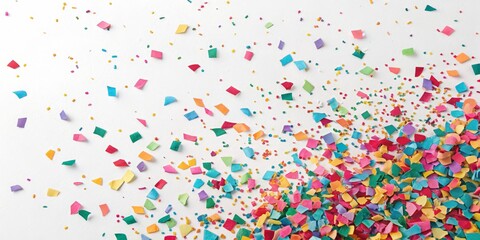 Colorful Confetti Explosion on White Background, party, celebration