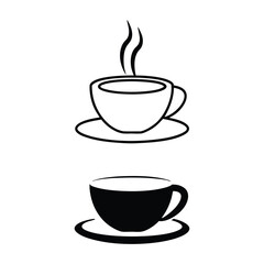 Obraz premium Minimalist Line Art of a Steaming Coffee Cup on Saucer