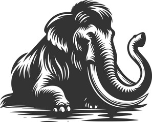 Wild animal mammoth vector silhouette