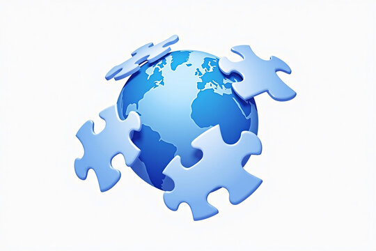 world autism awareness day globe surrounded by colorful interlocking puzzle pieces symbolizing unity, support, and neurodiversity, perfect for autism advocacy, mental health campaigns, and awareness