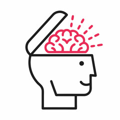 Open Mind Brain Icon Vector for Creativity.