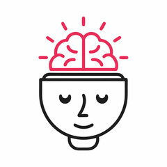 Open Mind Brain Icon Vector for Creativity.
