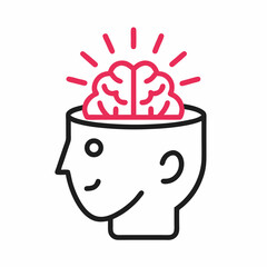Open Mind Brain Icon Vector for Creativity.